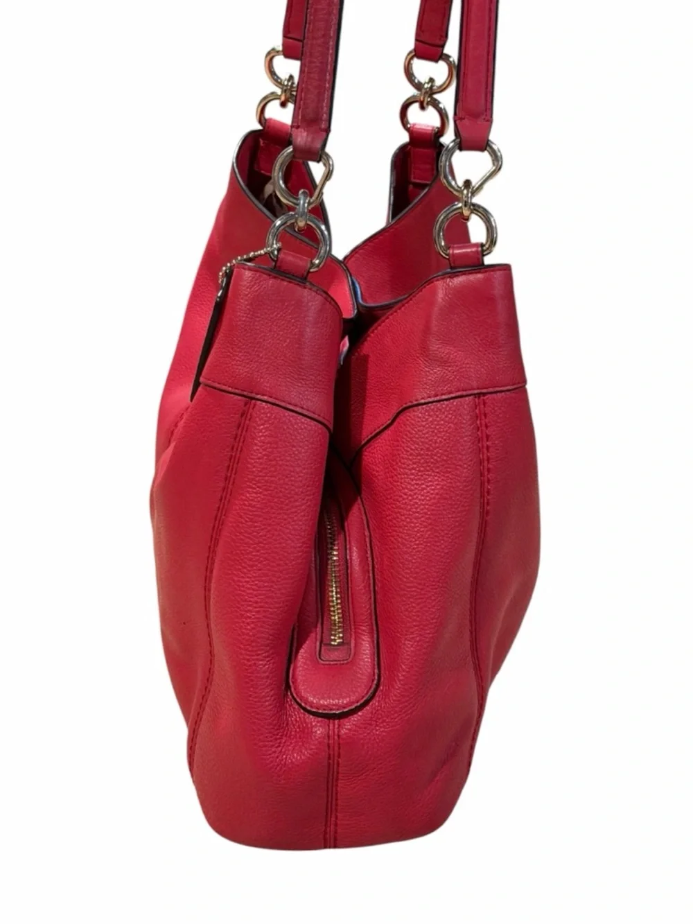 Coach Red Pebble Leather Lexy Shoulder Bag Purse F57545 - Picture 6 of 15